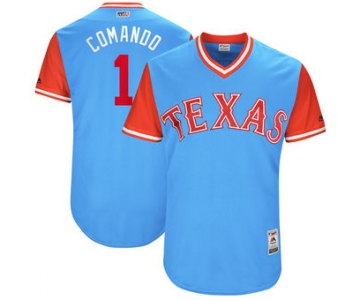 Men's Texas Rangers Elvis Andrus Comando Majestic Light Blue 2017 Players Weekend Authentic Jersey