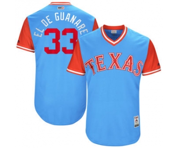 Men's Texas Rangers Martin Perez El de Guanare Majestic Light Blue 2017 Players Weekend Authentic Jersey