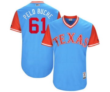 Men's Texas Rangers Robinson Chirinos Pelo Buche Majestic Light Blue 2017 Players Weekend Authentic Jersey