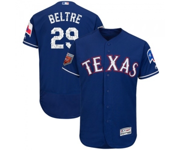 Texas Rangers #29 Adrian Beltre Blue 2018 Spring Training Authentic Flex Base Stitched MLB Jersey