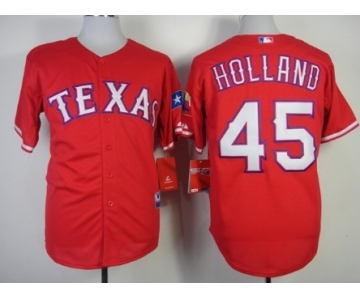 Texas Rangers #45 Derek Holland 2014 Red Jersey