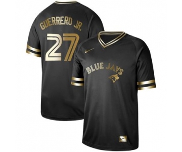 Blue Jays #27 Vladimir Guerrero Jr. Black Gold Authentic Stitched Baseball Jersey