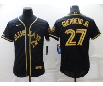 Men's Toronto Blue Jays #27 Vladimir Guerrero Jr. Black Gold Flex Base Stitched Jersey