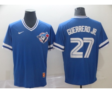 Men's Toronto Blue Jays 27 Vladimir Guerrero Jr. Royal Throwback Jersey