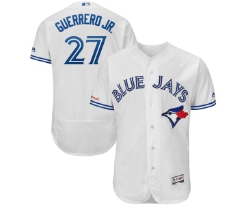 Men's Toronto Blue Jays 27 Vladimir Guerrero Jr. White 150th Patch Flexbase Jersey