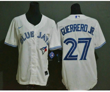 Wmen's Toronto Blue Jays #27 Vladimir Guerrero Jr. white stitched MLB cool base Nike jersey