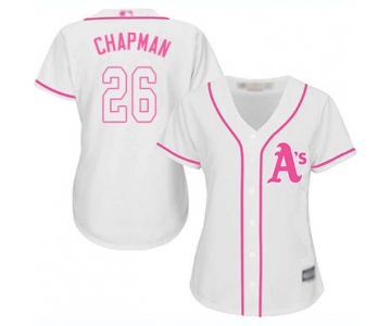 Oakland Athletics #26 Matt Chapman White Pink Fashion Women's Stitched Baseball Jersey