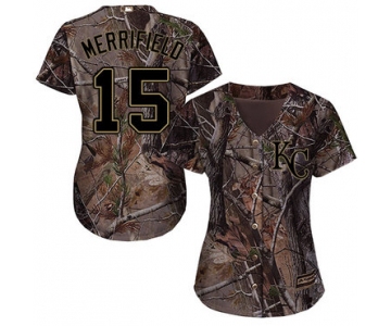 Kansas City Royals #15 Whit Merrifield Camo Realtree Collection Cool Base Women's Stitched Baseball Jersey