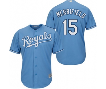 Royals #15 Whit Merrifield Light Blue Cool Base Stitched Youth Baseball Jersey