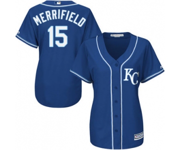 Royals #15 Whit Merrifield Royal Blue Alternate Women's Stitched Baseball Jersey