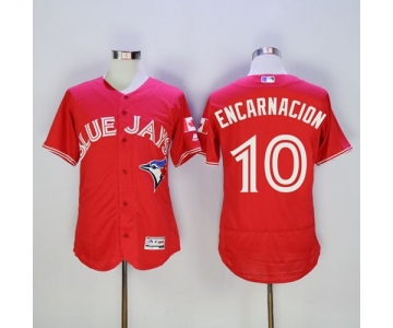 Blue Jays #10 Edwin Encarnacion Red Flexbase Authentic Collection Canada Day Stitched MLB Jersey