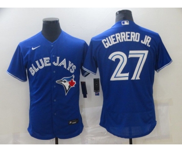 Men Toronto Blue Jays 27 Guerrero jr Blue Elite Nike 2021 MLB Jerseys