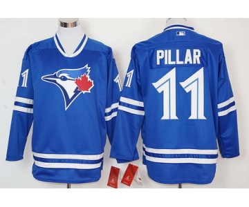 Men's Toronto Blue Jays #11 Kevin Pillar Blue Alternate Long Sleeve Baseball Jersey