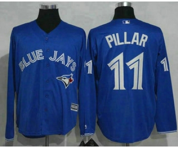 Men's Toronto Blue Jays #11 Kevin Pillar Blue Alternate Long Sleeve New Cool Base Jersey