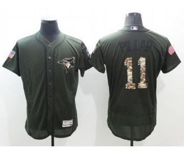 Men's Toronto Blue Jays #11 Kevin Pillar Green Salute to Service 2016 Flexbase Majestic Baseball Jersey