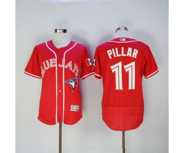Men's Toronto Blue Jays #11 Kevin Pillar Red Stitched MLB 2016 Canada Day Majestic Flex Base Jersey