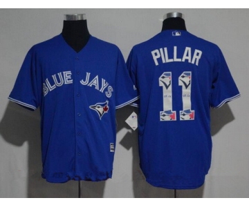 Men's Toronto Blue Jays #11 Kevin Pillar Royal Blue Team Logo Ornamented Stitched MLB Majestic Cool Base Jersey