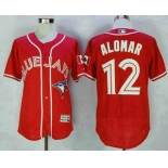 Men's Toronto Blue Jays #12 Roberto Alomar Red Stitched MLB 2016 Canada Day Majestic Flex Base Jersey