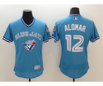 Men's Toronto Blue Jays #12 Roberto Alomar Retired Light Blue 2016 Flexbase Majestic Baseball Jersey