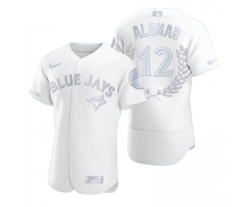 Men's Toronto Blue Jays #12 Roberto Alomar White Nike Flexbase Fashion Jersey
