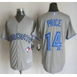 Men's Toronto Blue Jays #14 David Price Away Gray 2015 MLB Cool Base Jersey