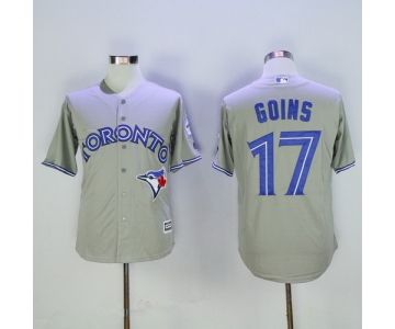 Men's Toronto Blue Jays #17 Ryan Goins Gray Road Stitched MLB Majestic Cool Base Jersey