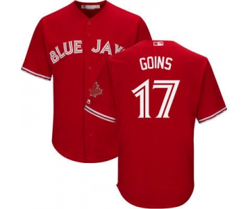 Men's Toronto Blue Jays #17 Ryan Goins Red Stitched MLB 2017 Majestic Cool Base Jersey