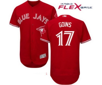 Men's Toronto Blue Jays #17 Ryan Goins Red Stitched MLB 2017 Majestic Flex Base Jersey