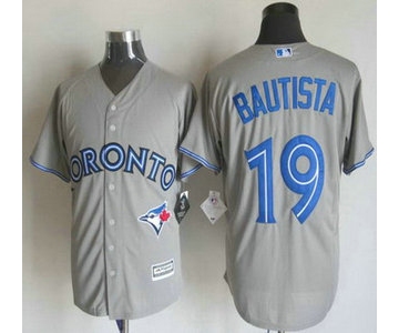 Men's Toronto Blue Jays #19 Jose Bautista Away Gray 2015 MLB Cool Base Jersey
