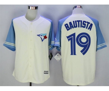 Men's Toronto Blue Jays #19 Jose Bautista Cream New Cool Base Jersey