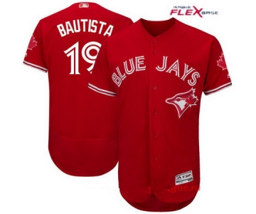 Men's Toronto Blue Jays #19 Jose Bautista Red Stitched MLB 2017 Majestic Flex Base Jersey