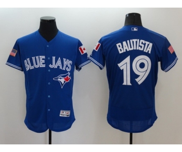 Men's Toronto Blue Jays #19 Jose Bautista Royal Blue Fashion Stars & Stripes 2016 Flexbase Majestic Jersey