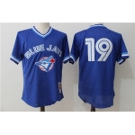 Men's Toronto Blue Jays #19 Jose Bautista Royal Blue Throwback Mesh Batting Practice Stitched MLB Mitchell & Ness Jersey