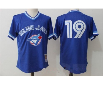 Men's Toronto Blue Jays #19 Jose Bautista Royal Blue Throwback Mesh Batting Practice Stitched MLB Mitchell & Ness Jersey