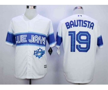 Men's Toronto Blue Jays #19 Jose Bautista White New Cool Base Jersey