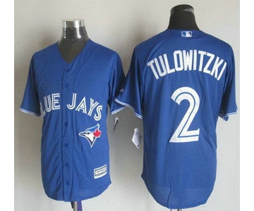 Men's Toronto Blue Jays #2 Troy Tulowitzki Alternate Blue 2015 MLB Cool Base Jersey
