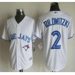 Men's Toronto Blue Jays #2 Troy Tulowitzki Home White 2015 MLB Cool Base Jersey