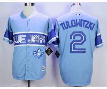 Men's Toronto Blue Jays #2 Troy Tulowitzki-Light Blue New Cool Base Jersey