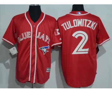 Men's Toronto Blue Jays #2 Troy Tulowitzki Red Stitched MLB 2016 Canada Day Majestic Cool Base Jersey