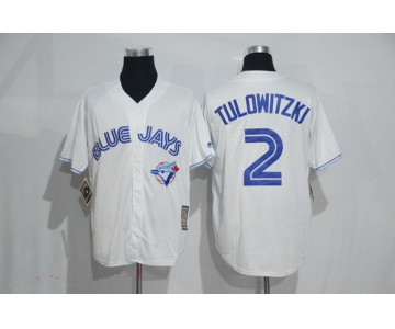 Men's Toronto Blue Jays #2 Troy Tulowitzki White Majestic Cool Base Cooperstown Collection Jersey
