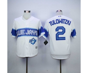Men's Toronto Blue Jays #2 Troy Tulowitzki White New Cool Base Jersey