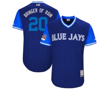 Men's Toronto Blue Jays 20 Josh Donaldson Bringer of Rain Majestic Light Blue 2018 Players' Weekend Authentic Jersey