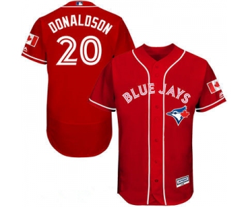 Men's Toronto Blue Jays #20 Josh Donaldson Red Stitched MLB 2016 Canada Day Majestic Flex Base Jersey