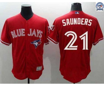 Men's Toronto Blue Jays #21 Michael Saunders Red 2016 Flexbase Majestic Baseball Jersey