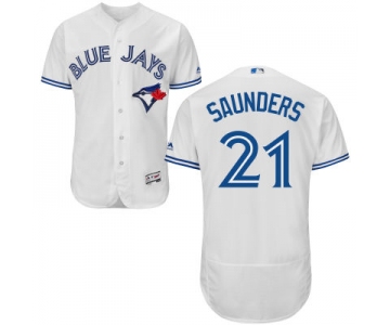 Men's Toronto Blue Jays #21 Michael Saunders White Home 2016 Flexbase Majestic Baseball Jersey