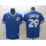 Men's Toronto Blue Jays 29 Joe Carter Royal Throwback Jersey