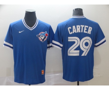 Men's Toronto Blue Jays 29 Joe Carter Royal Throwback Jersey