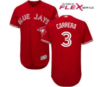 Men's Toronto Blue Jays #3 Ezequiel Carrera Red Stitched MLB 2017 Majestic Flex Base Jersey