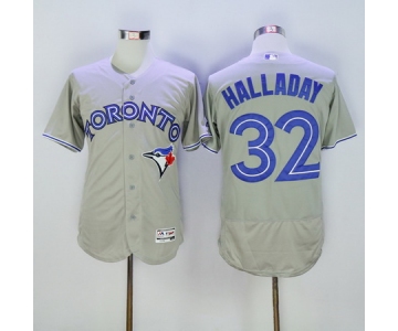 Men's Toronto Blue Jays #32 Roy Halladay Retired Gray 2016 Flexbase Majestic Baseball Jersey