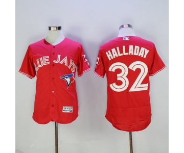 Men's Toronto Blue Jays #32 Roy Halladay Retired Red Stitched MLB 2016 Majestic Flex Base Jersey